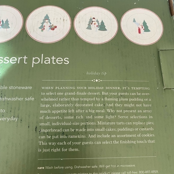 NEW IN THE BOX Martha Stewart Snowman Winter Jubilee Dessert Plates Set of 4 - Picture 6 of 8